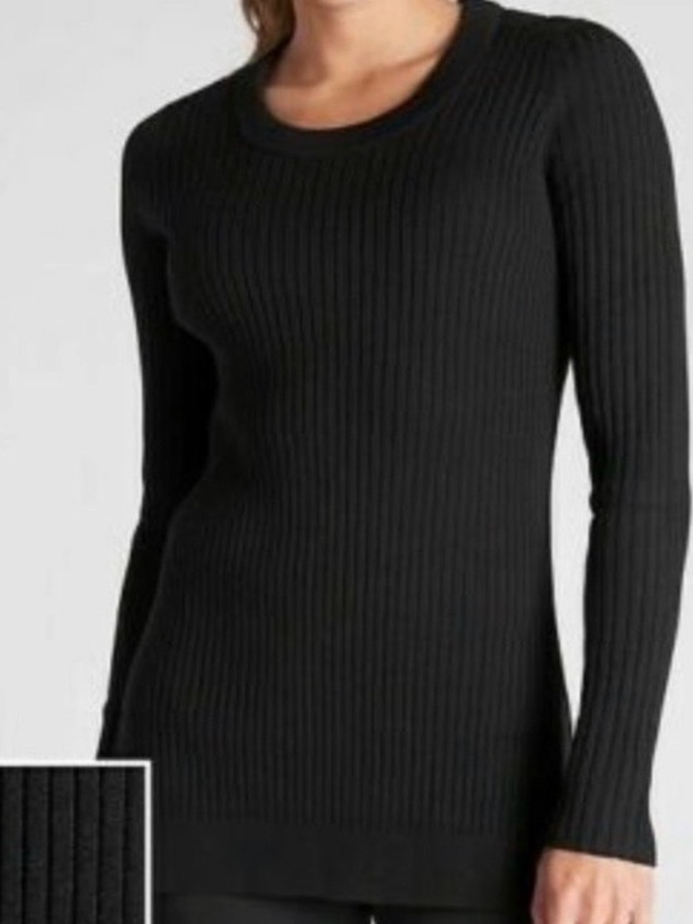 Athleta Lincoln Park Ribbed Black Sweater Top NWT Size M